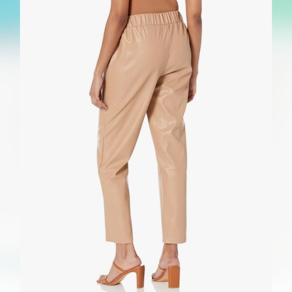 The Drop @Lisadnyc Camel Vegan Leather Pull-on Pants Size Large NWT Inseam 28 in - Picture 2 of 6
